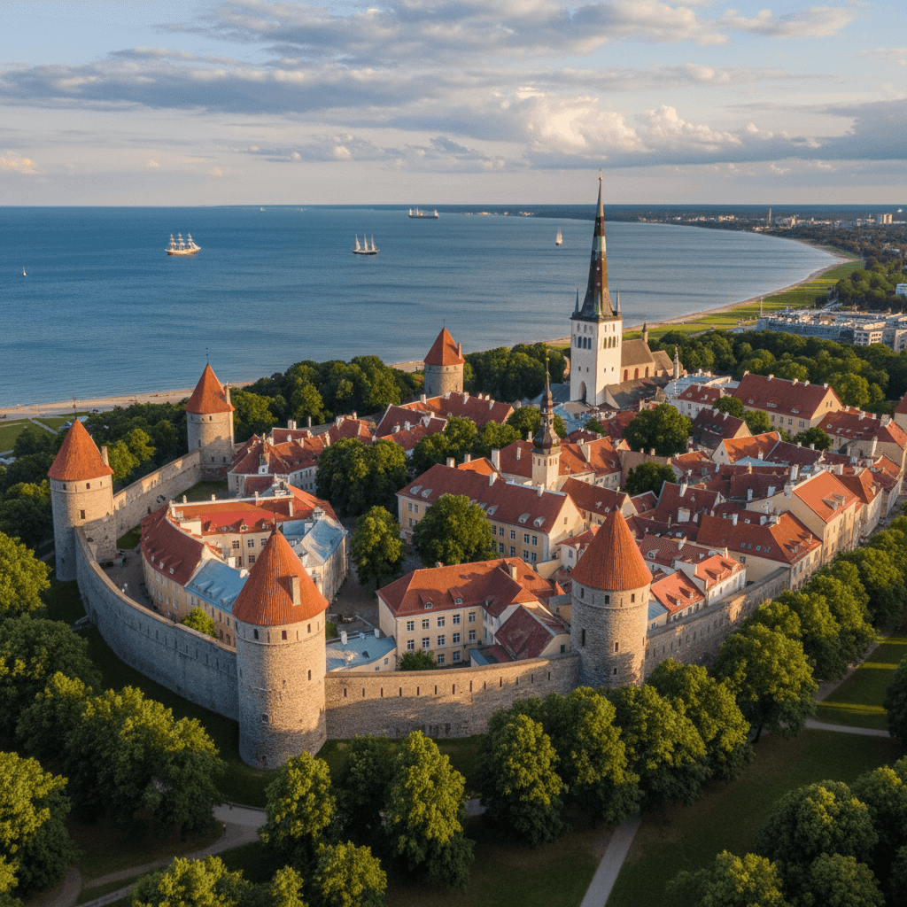 Estonia medieval Tallinn cityscape and Baltic coast for long-term 197-day visa planning