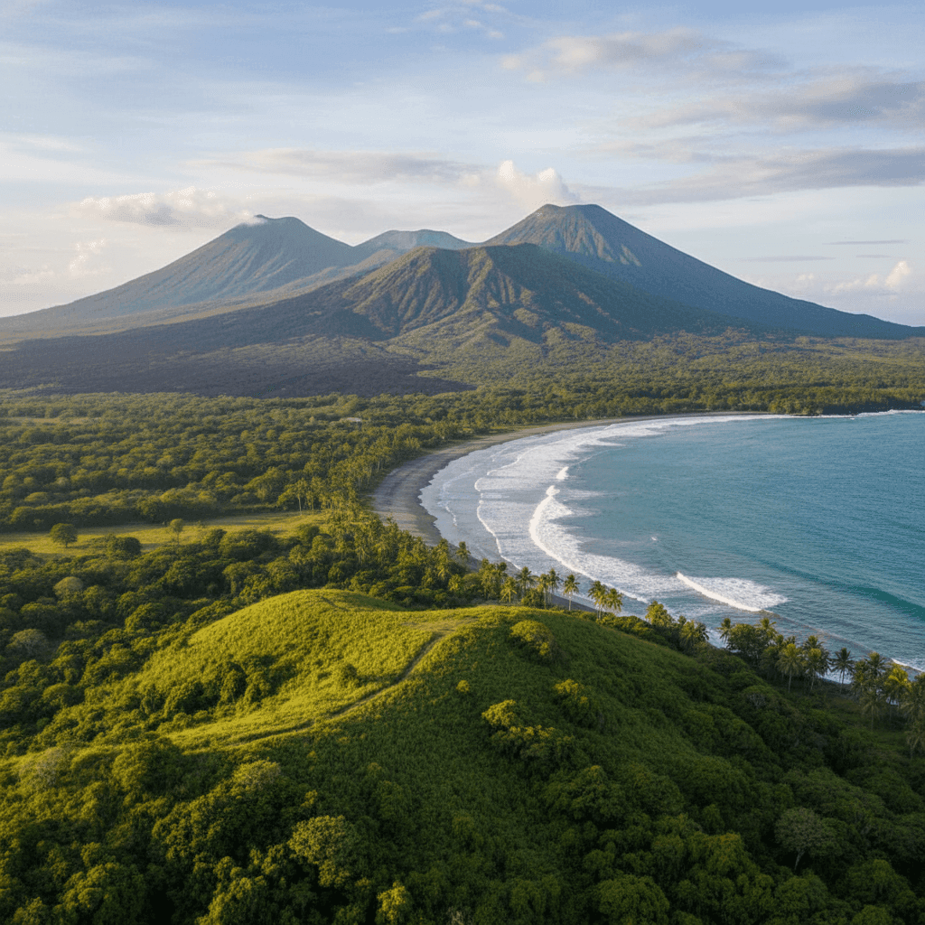 El Salvador Pacific coastline and volcanic landscape, visa not required for Indian travelers